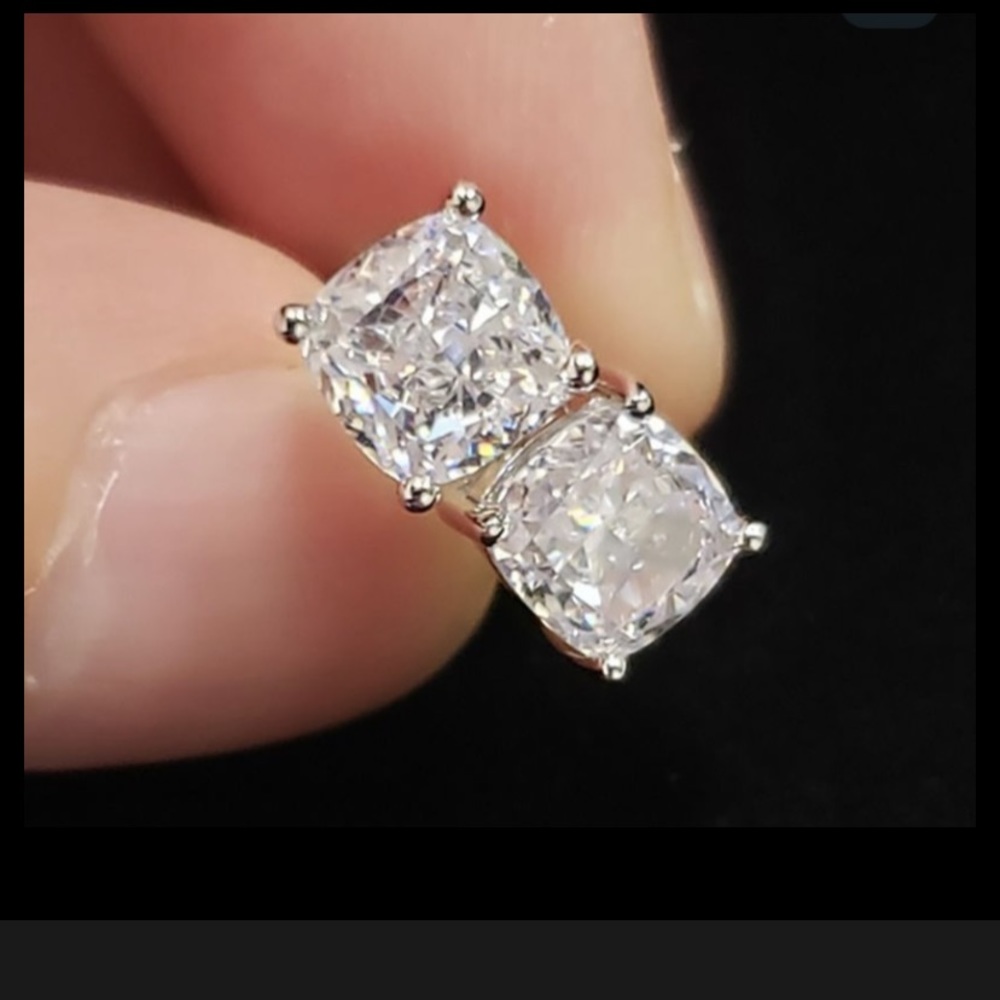 Sterling Silver Simulated Diamond Studs - Picture 4 of 6